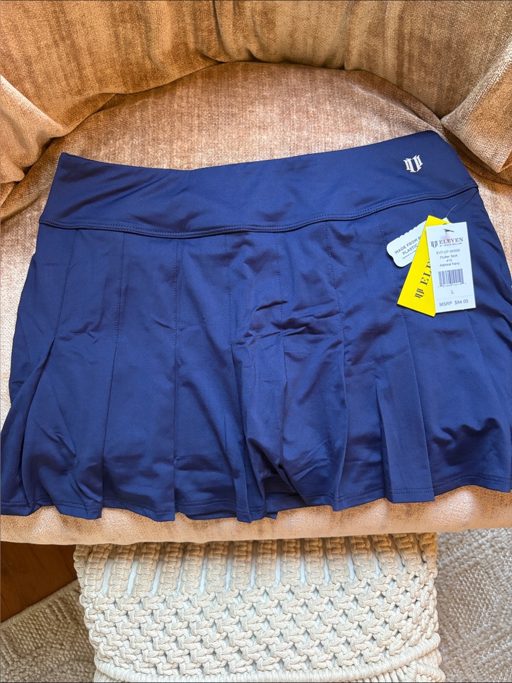 Eleven by Venus Williams Flutter Tennis Skirt Navy Pleated Performance BNWT